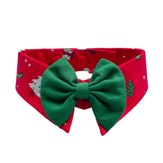 Christmas Coffee Button Collar - Red