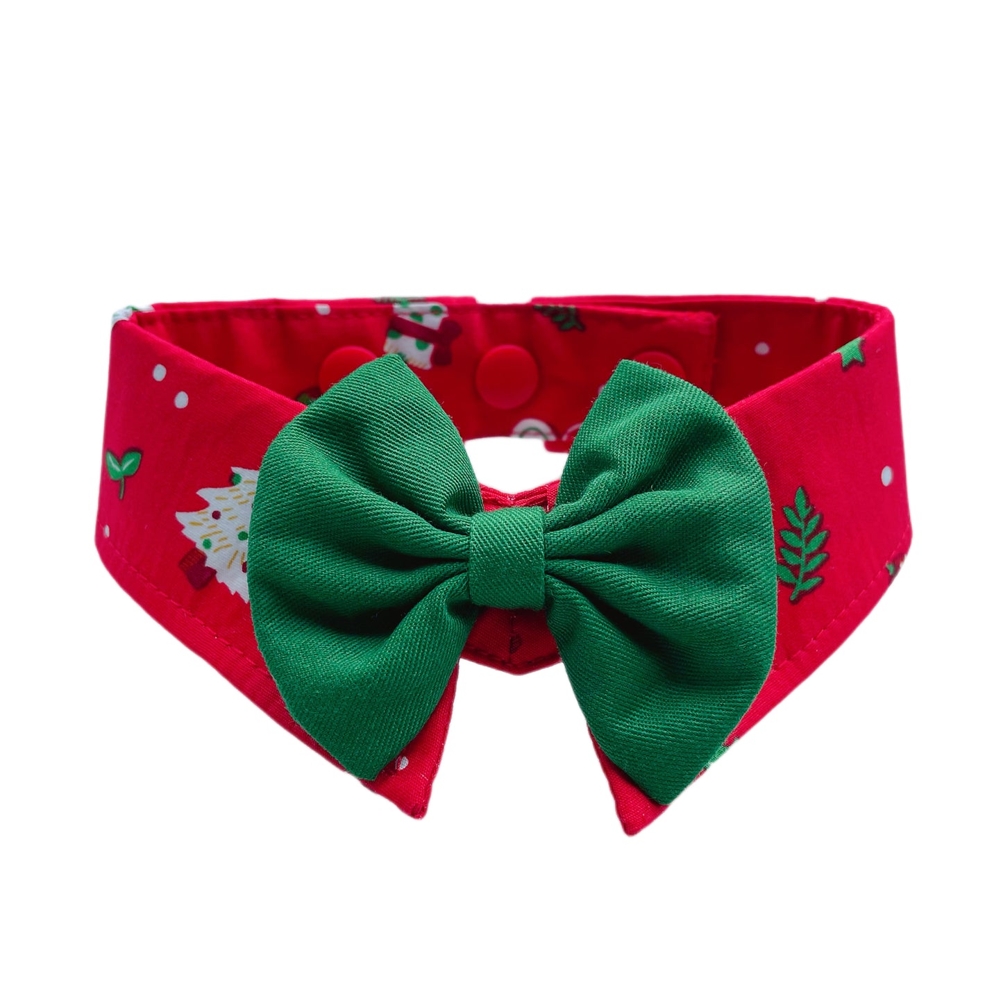 Christmas Coffee Button Collar - Red