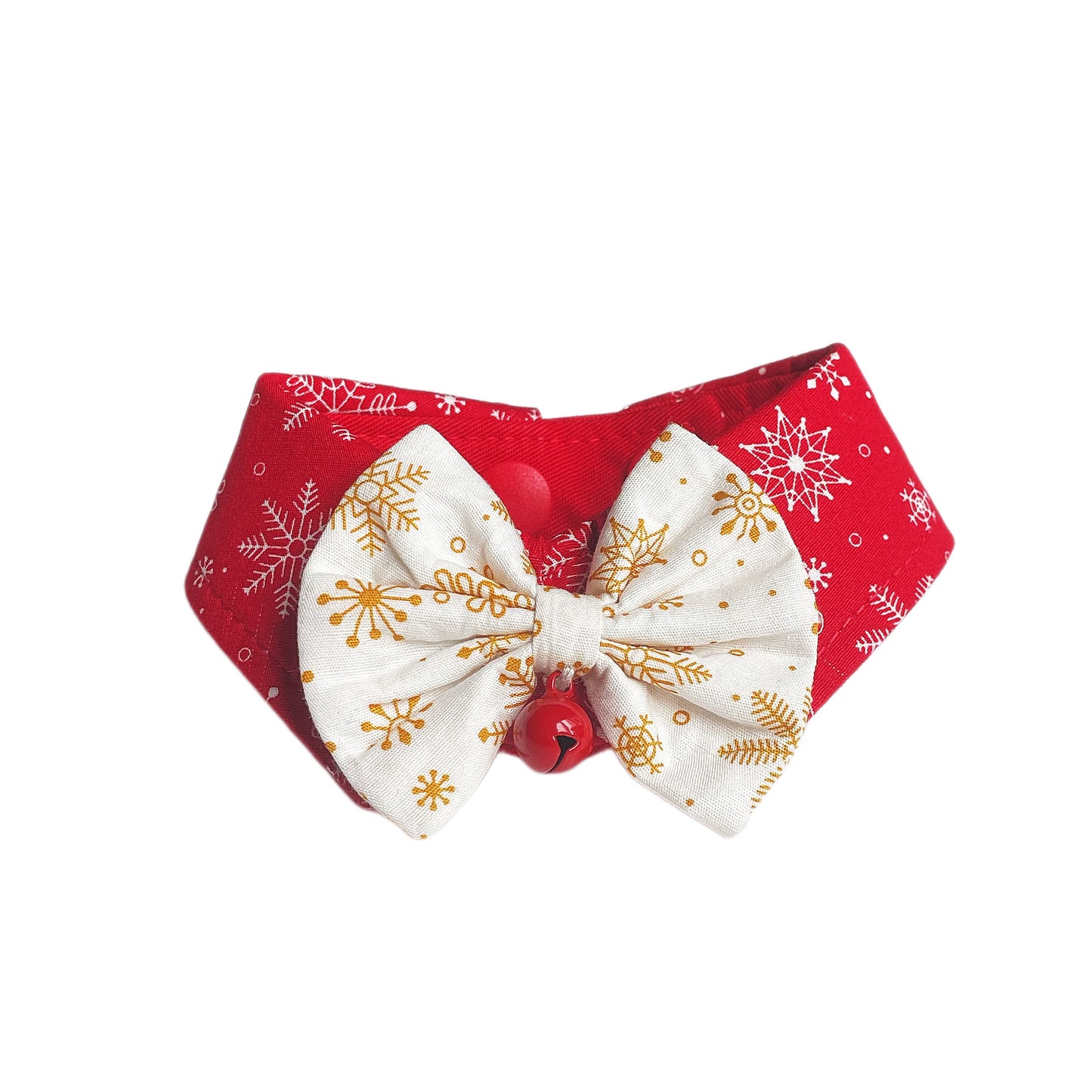 Snowflake Button Collar - Red
