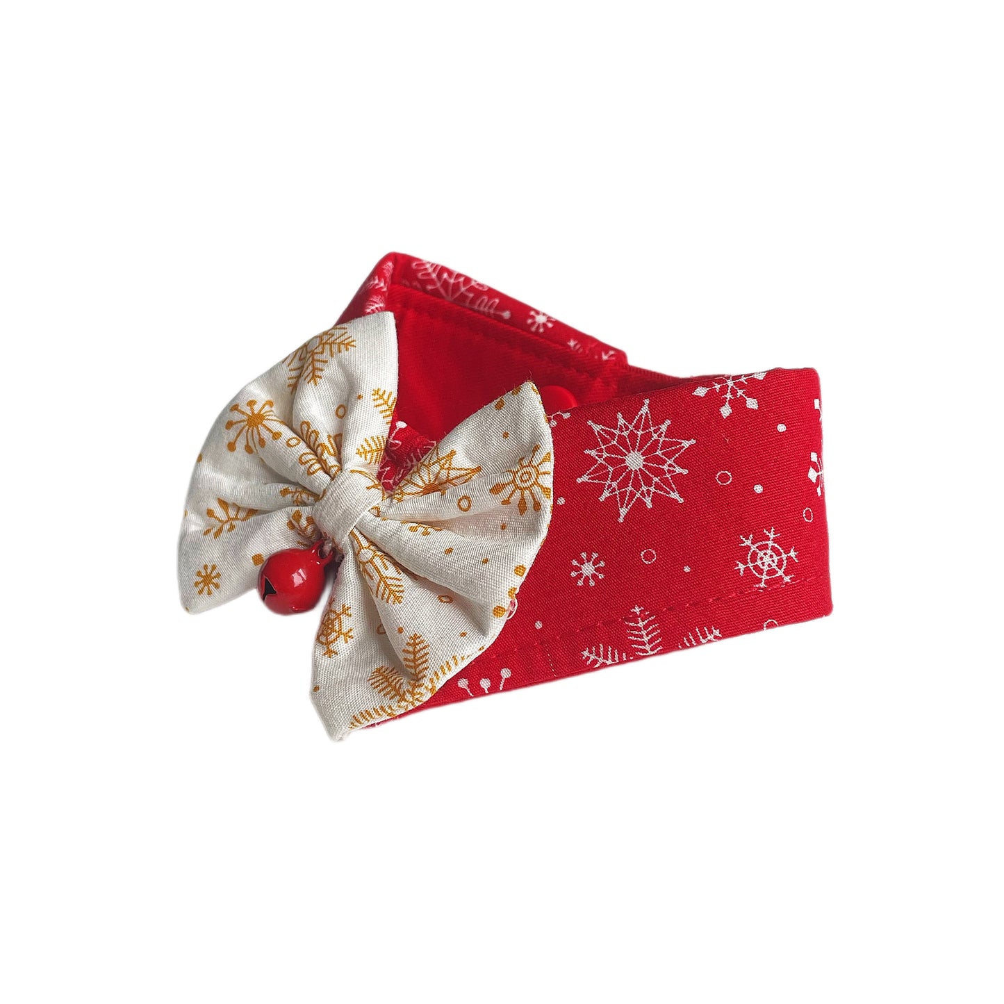 Snowflake Button Collar - Red