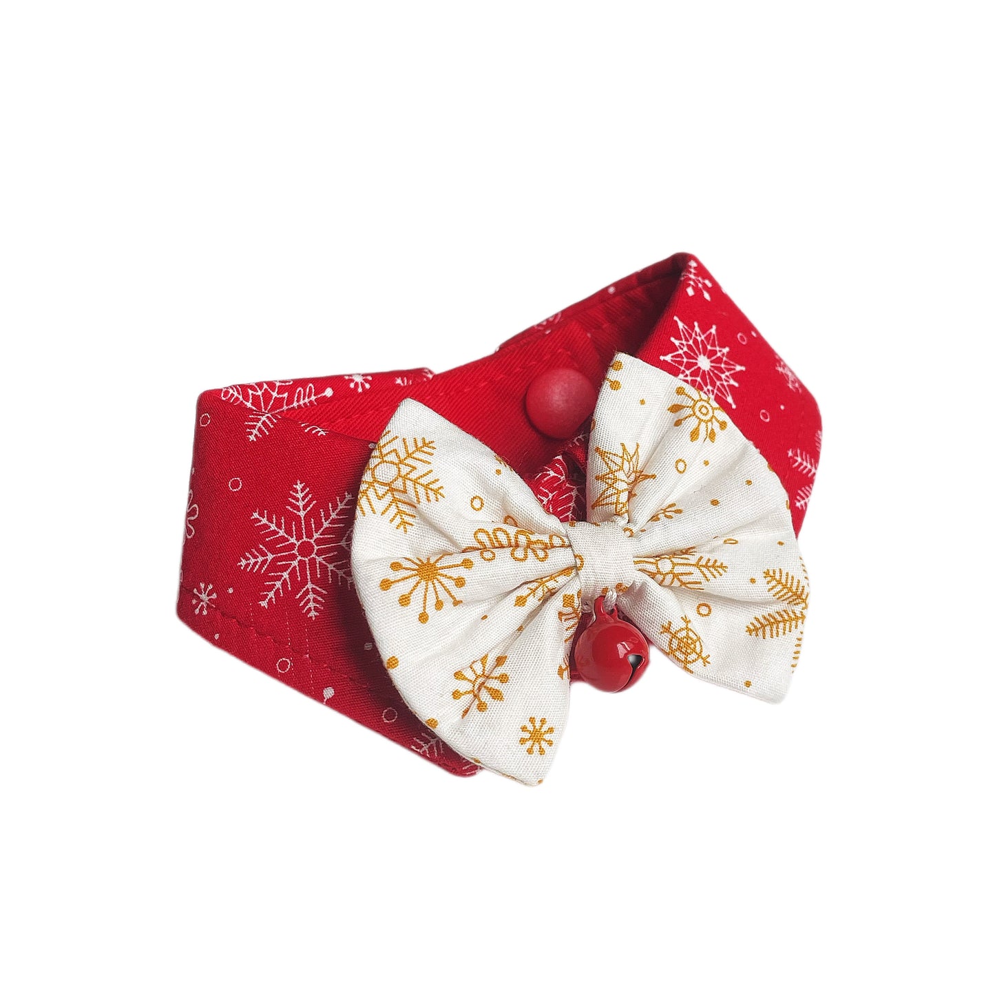 Snowflake Button Collar - Red