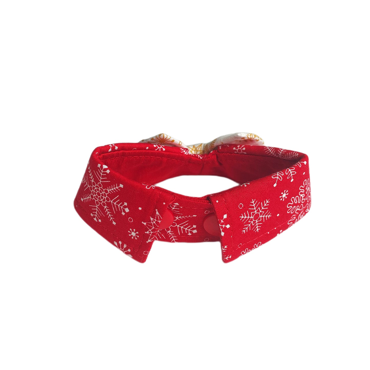 Snowflake Button Collar - Red
