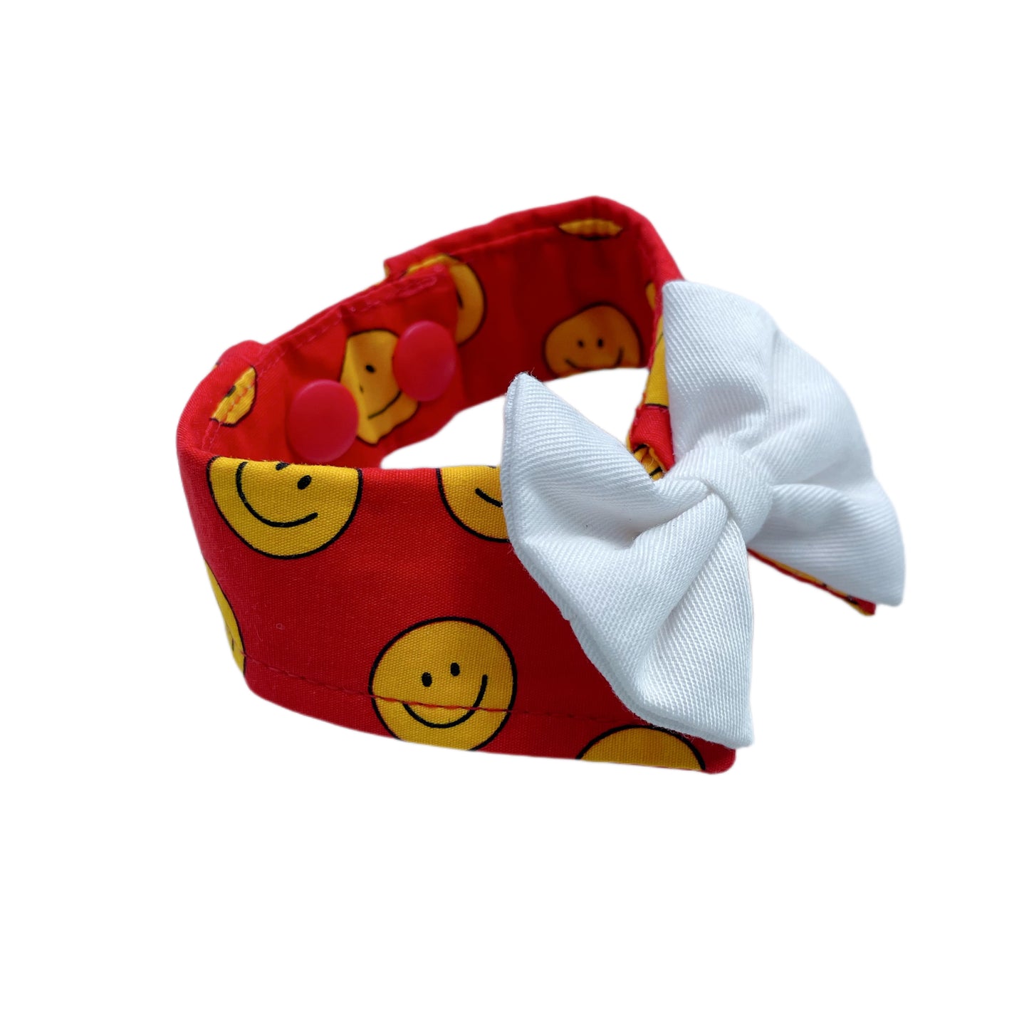 Smiley Button Collar - Red