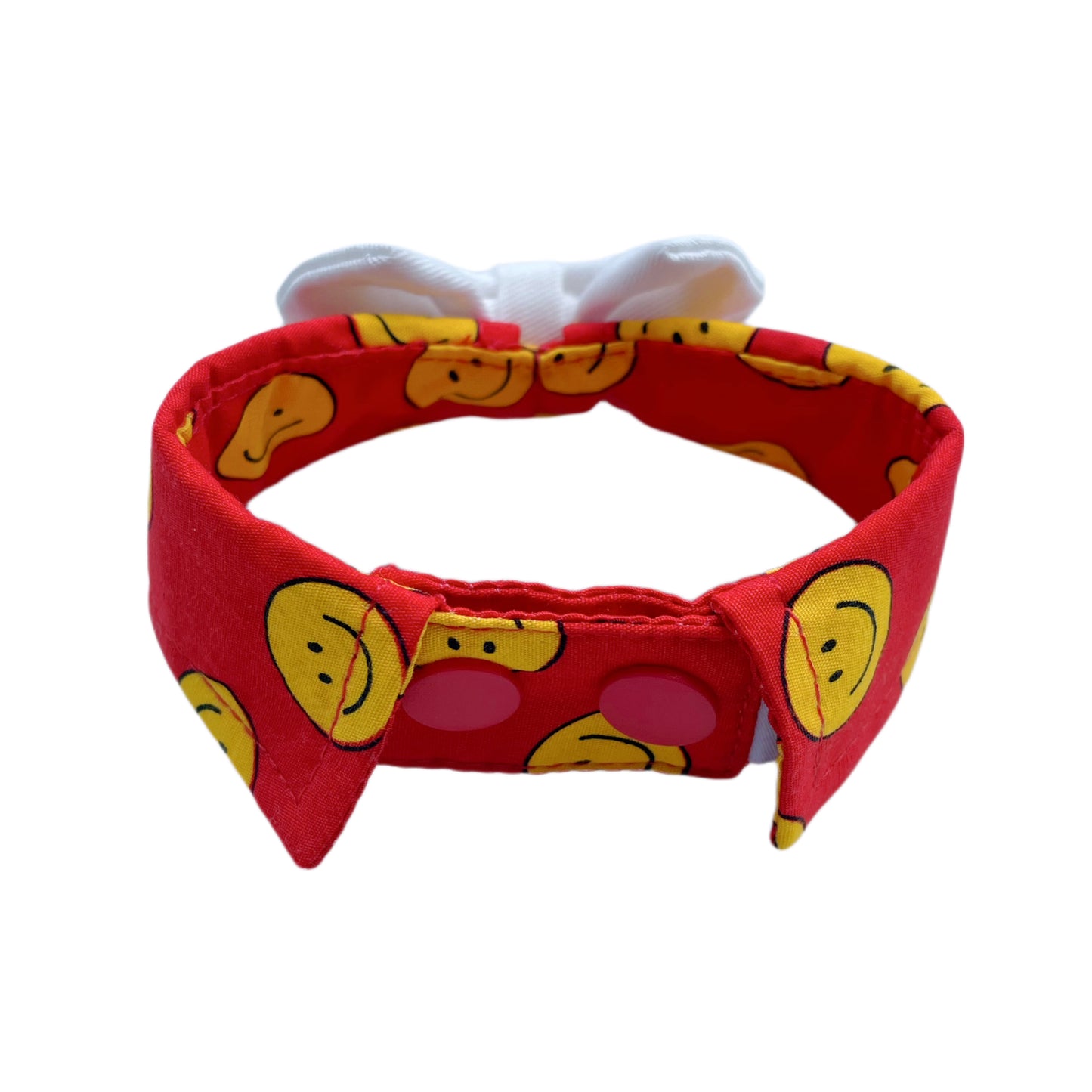 Smiley Button Collar - Red