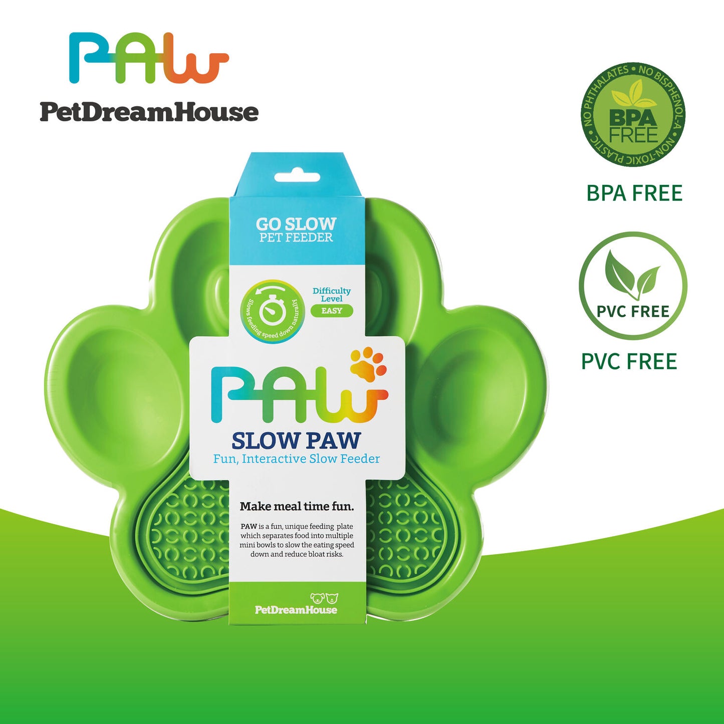 PAW 2-IN-1 Slow Feeder & Lick Pad - Green (Easy)