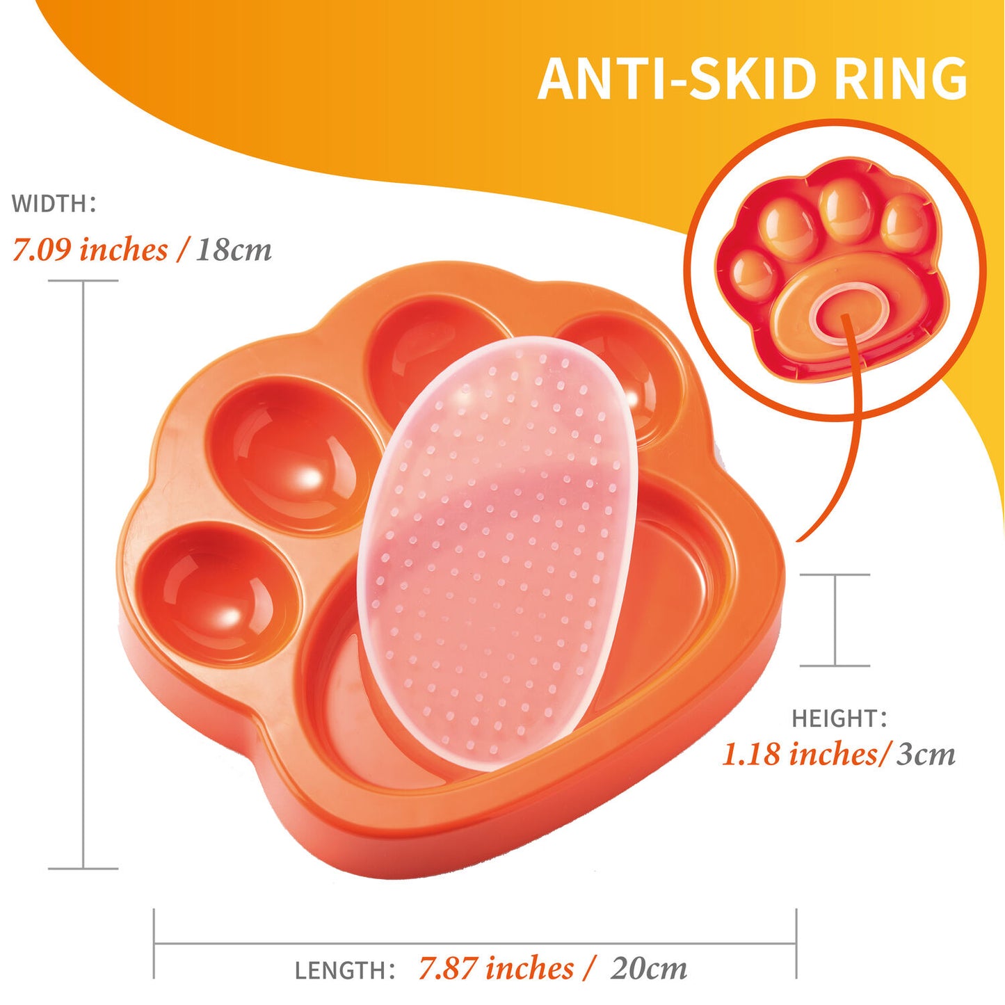 PAW 2-IN-1 Mini Slow Feeder & Lick Pad - Orange (Easy)