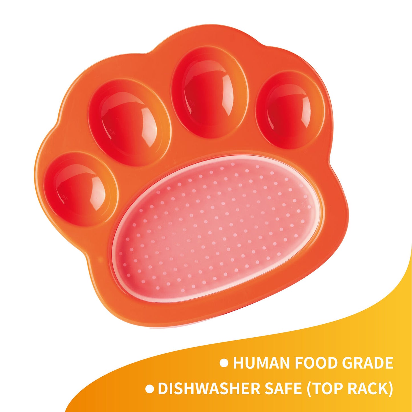 PAW 2-IN-1 Mini Slow Feeder & Lick Pad - Orange (Easy)