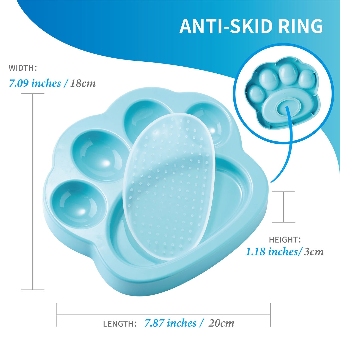 PAW 2-IN-1 Mini Slow Feeder & Lick Pad - Blue (Easy)
