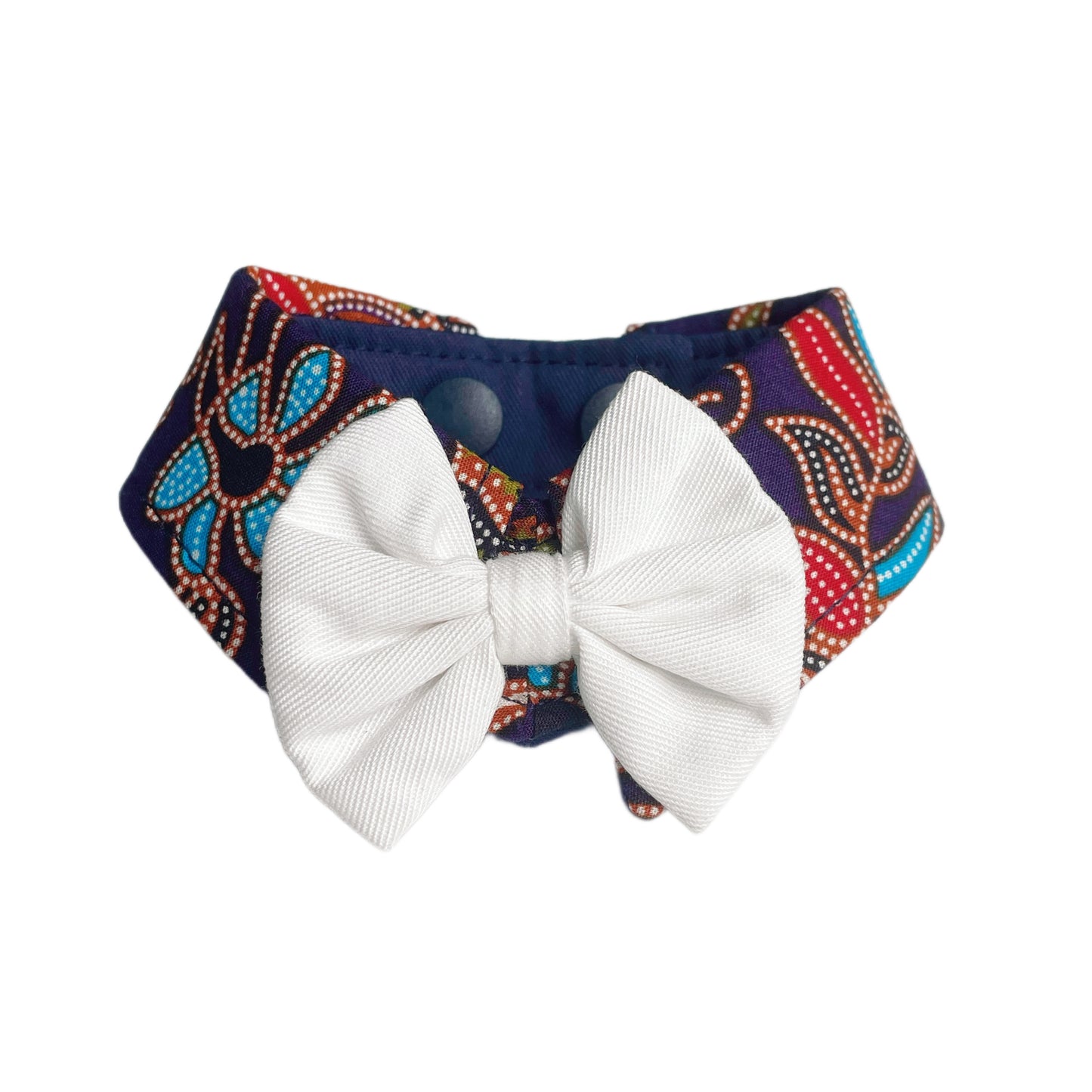 Batik Button Collar - Blue