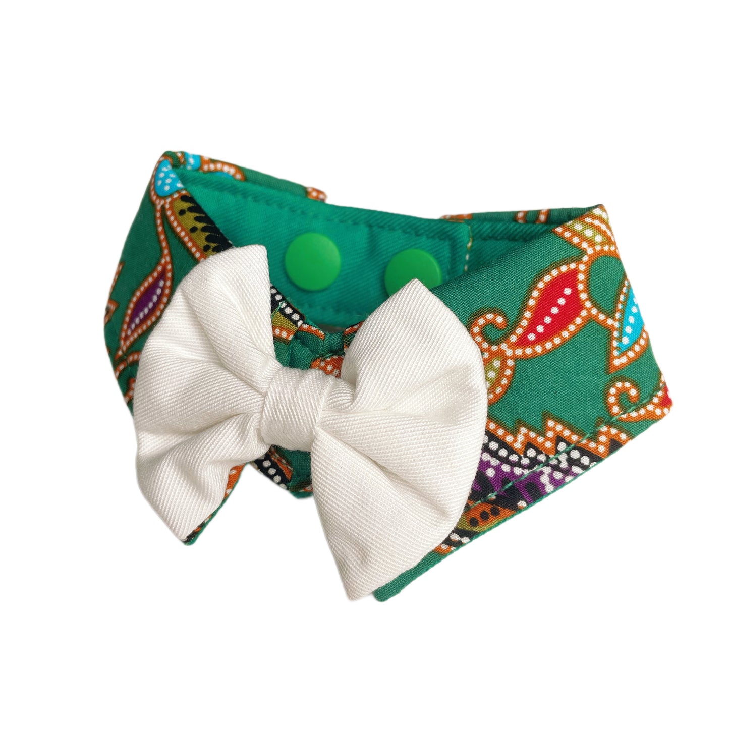 Batik Button Collar - Green