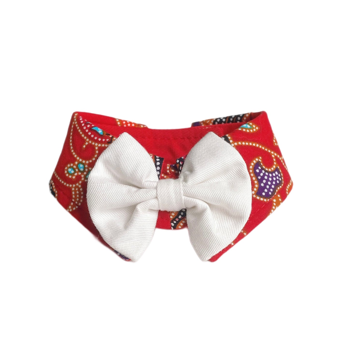 Batik Button Collar - Red