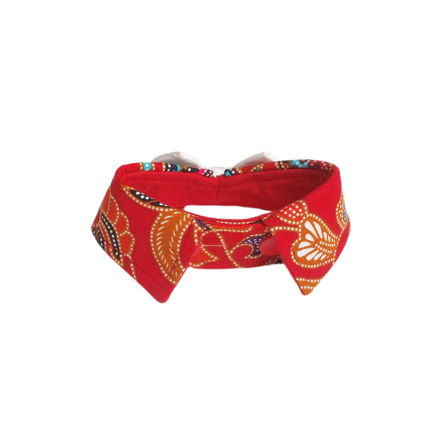 Batik Button Collar - Red