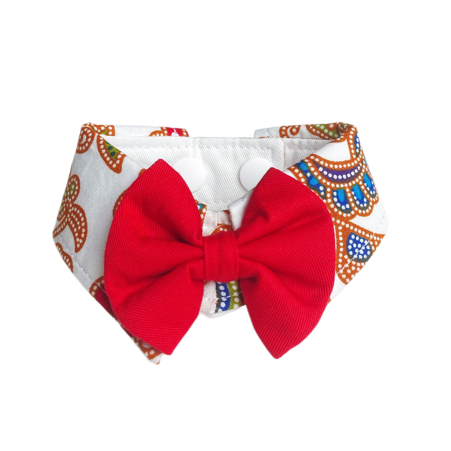 Batik Button Collar - White
