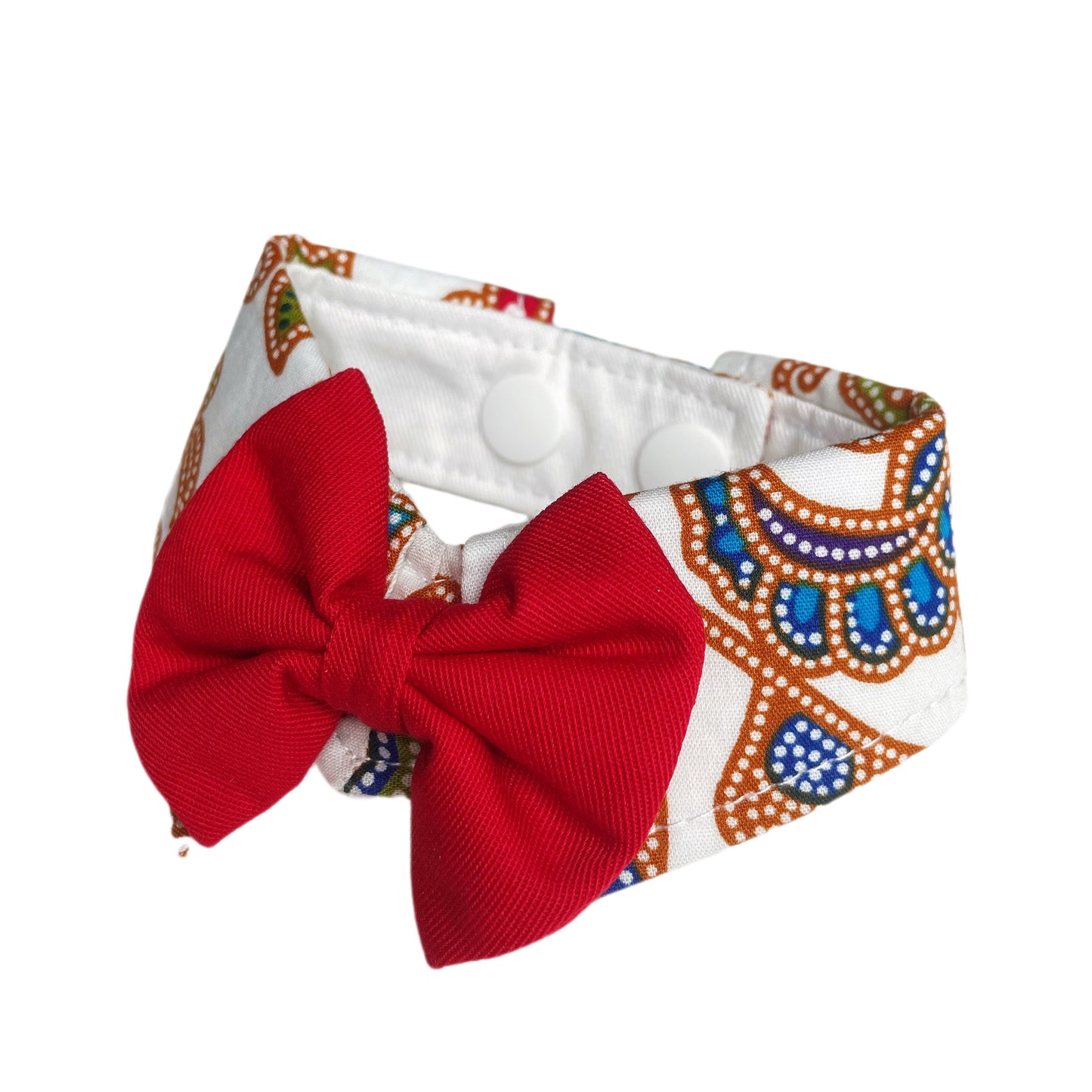 Batik Button Collar - White