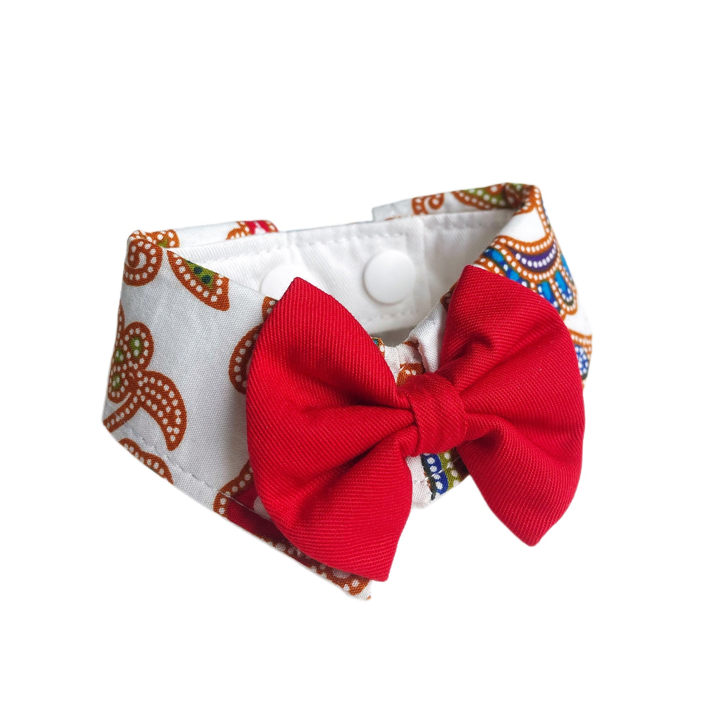 Batik Button Collar - White