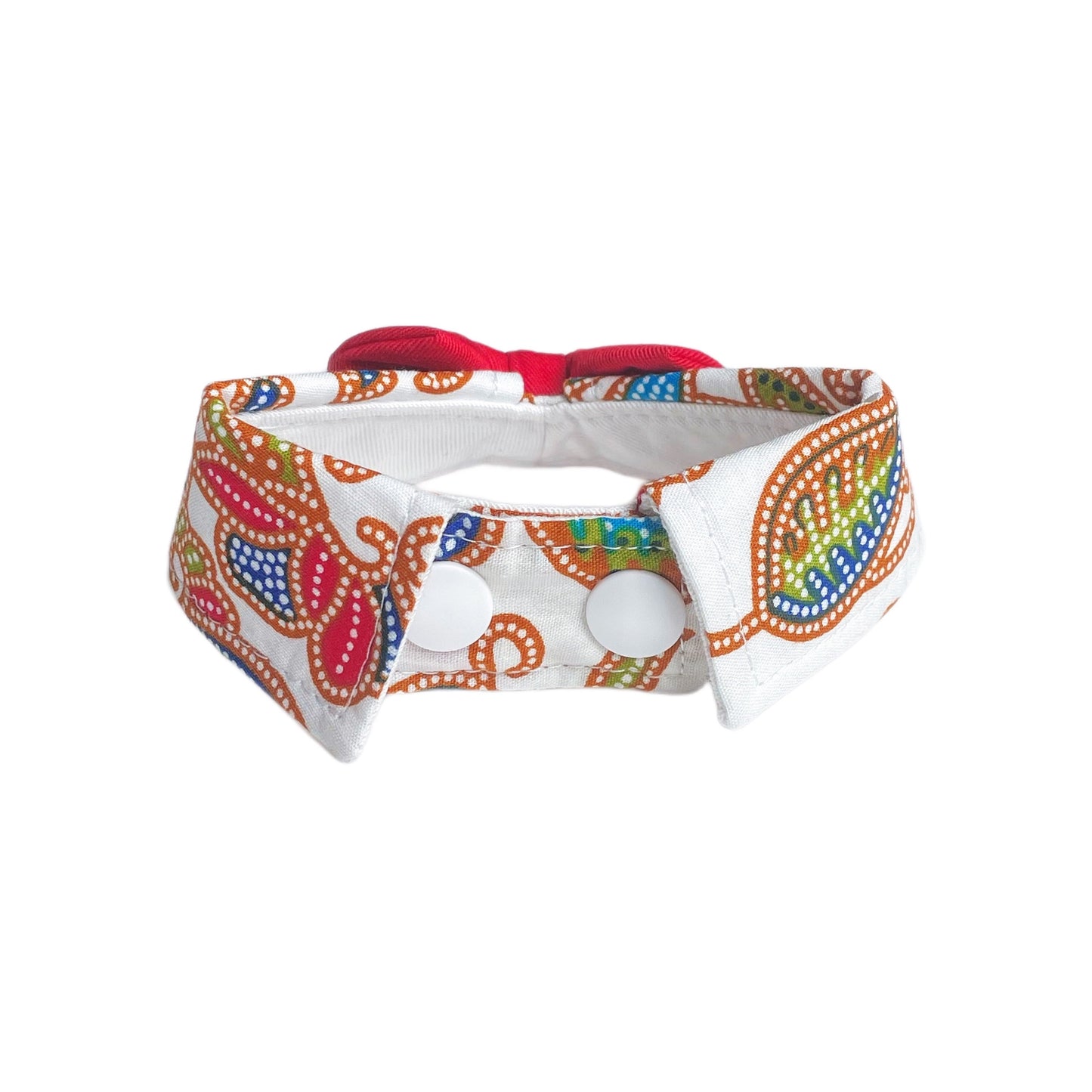 Batik Button Collar - White