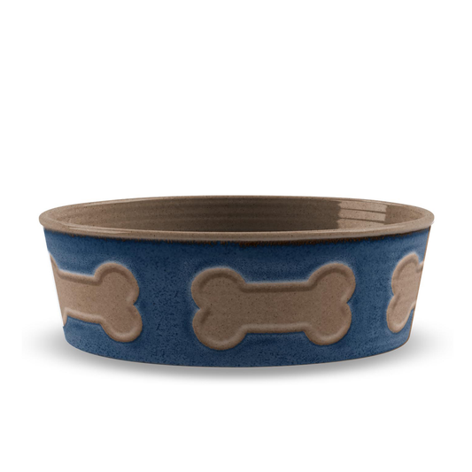 Bone Emboss Pet Bowl - Indigo