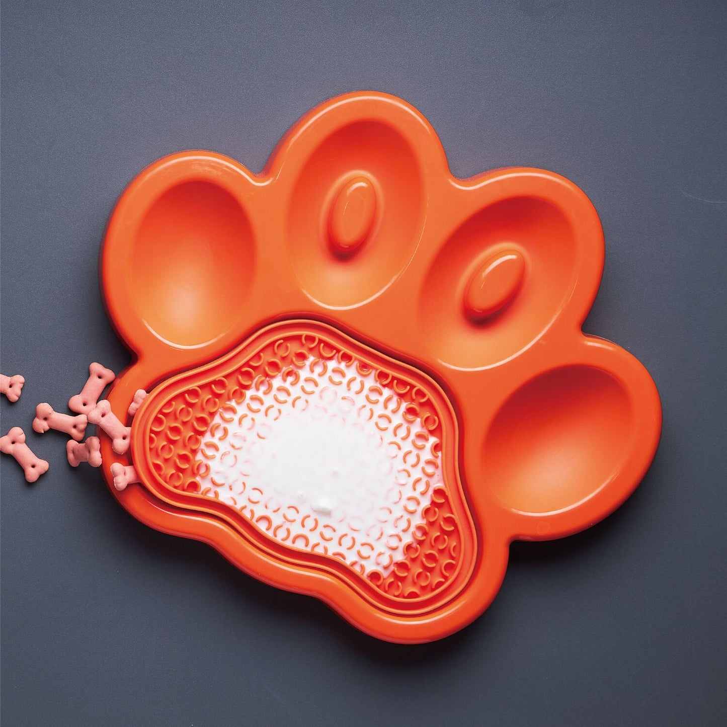 PAW 2-IN-1 Slow Feeder & Lick Pad - Orange (Easy)
