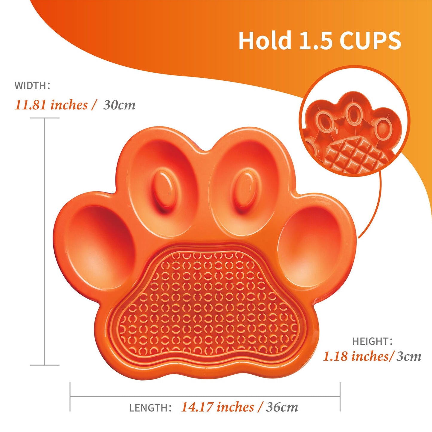 PAW 2-IN-1 Slow Feeder & Lick Pad - Orange (Easy)
