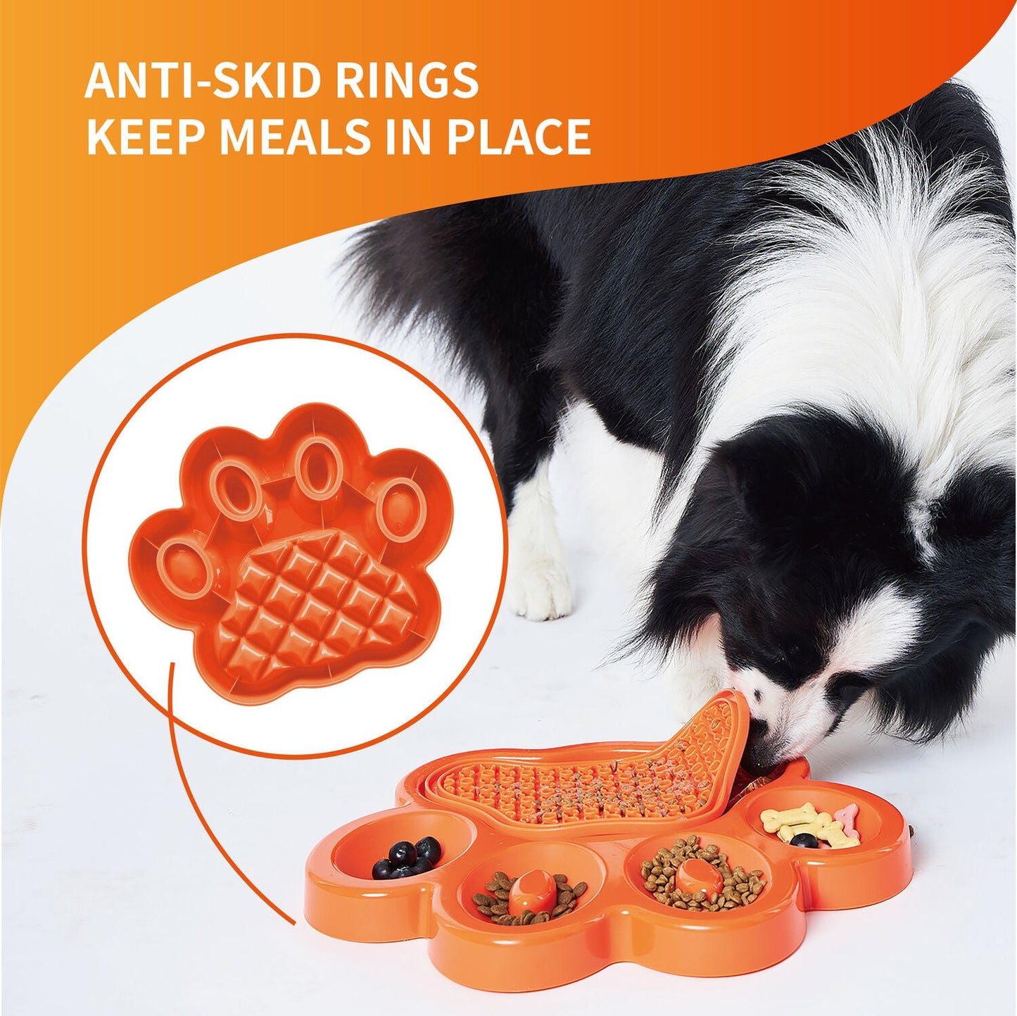 PAW 2-IN-1 Slow Feeder & Lick Pad - Orange (Easy)