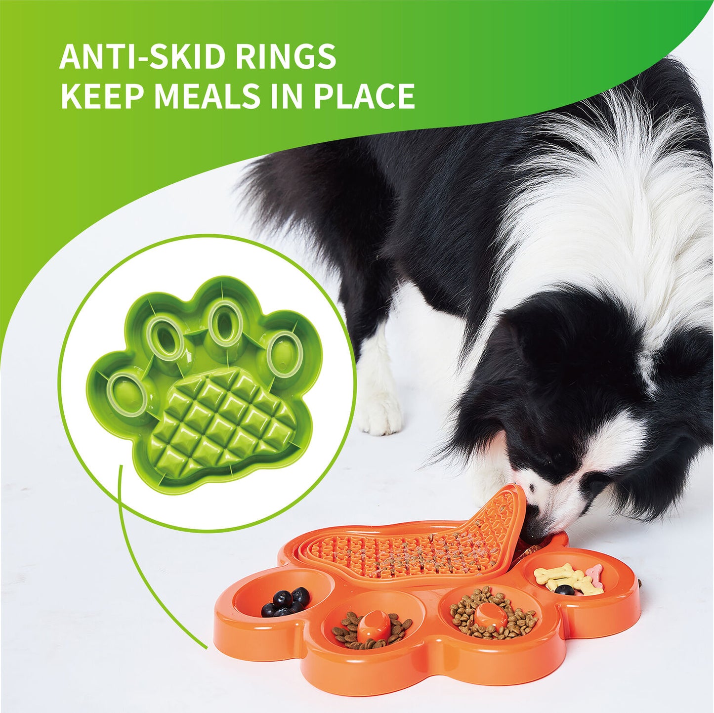 PAW 2-IN-1 Slow Feeder & Lick Pad - Green (Easy)
