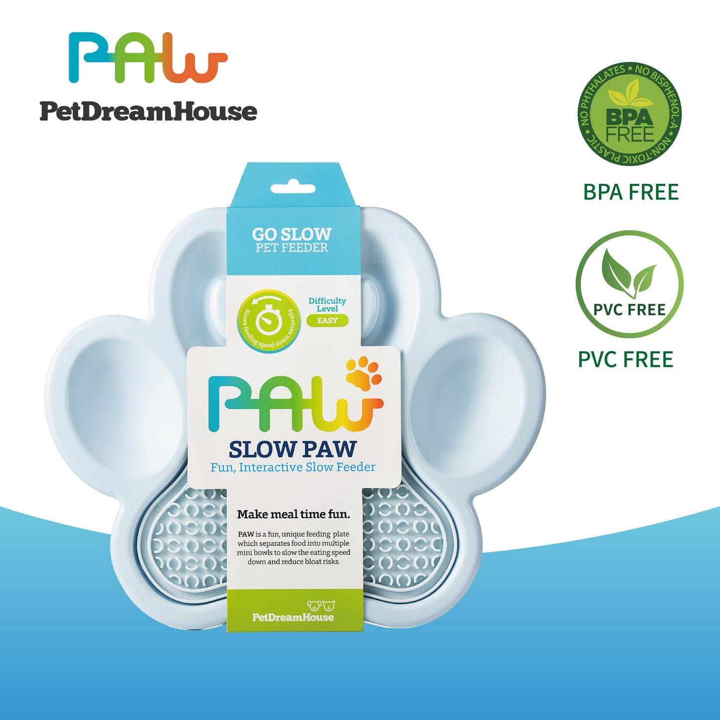 PAW 2-IN-1 Slow Feeder & Lick Pad - Baby Blue (Easy)